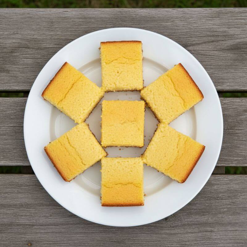 Camping cornbread on a table