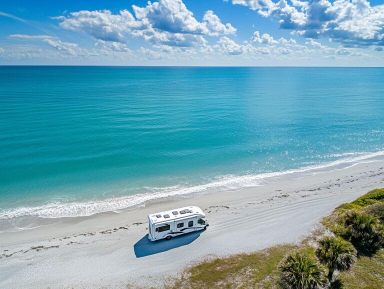 An RV parked at one of the best warm places to camp in the winter in the United States