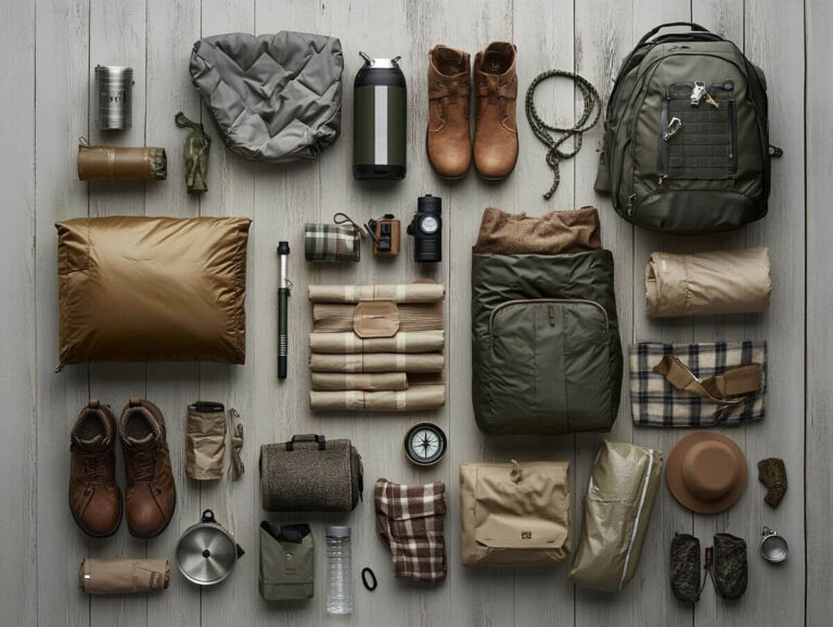 An example of different camping essentials you'd have on a checklist