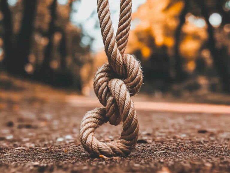 A camping knot being practiced