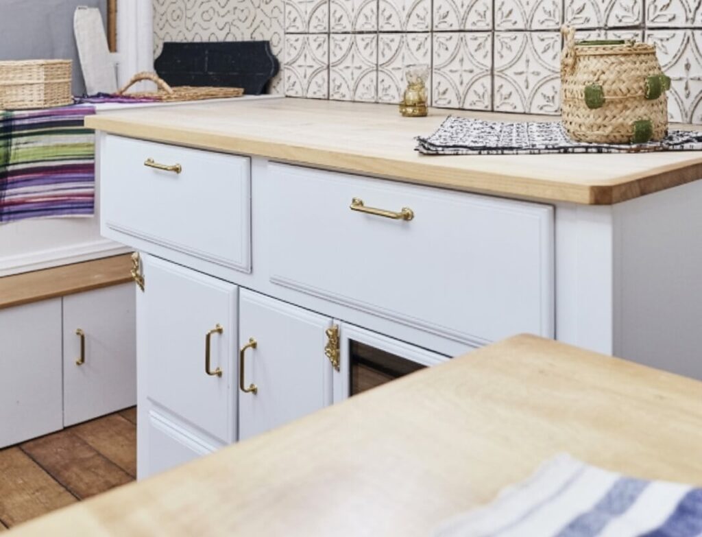 Painted cabinets in a pop-up camper