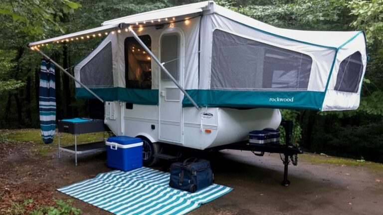 A pop-up camper that has benefited from a number of hacks