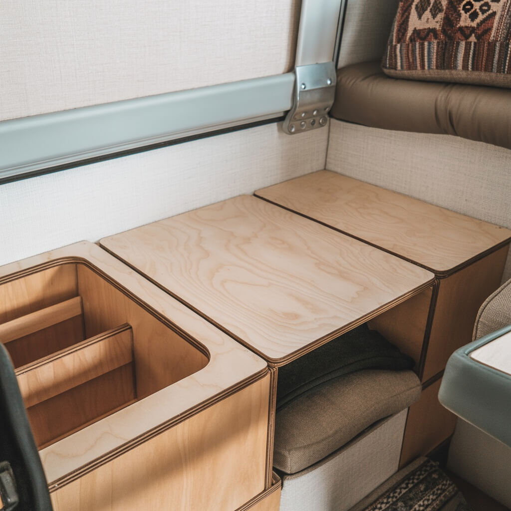 Converted pop-up camper dinette