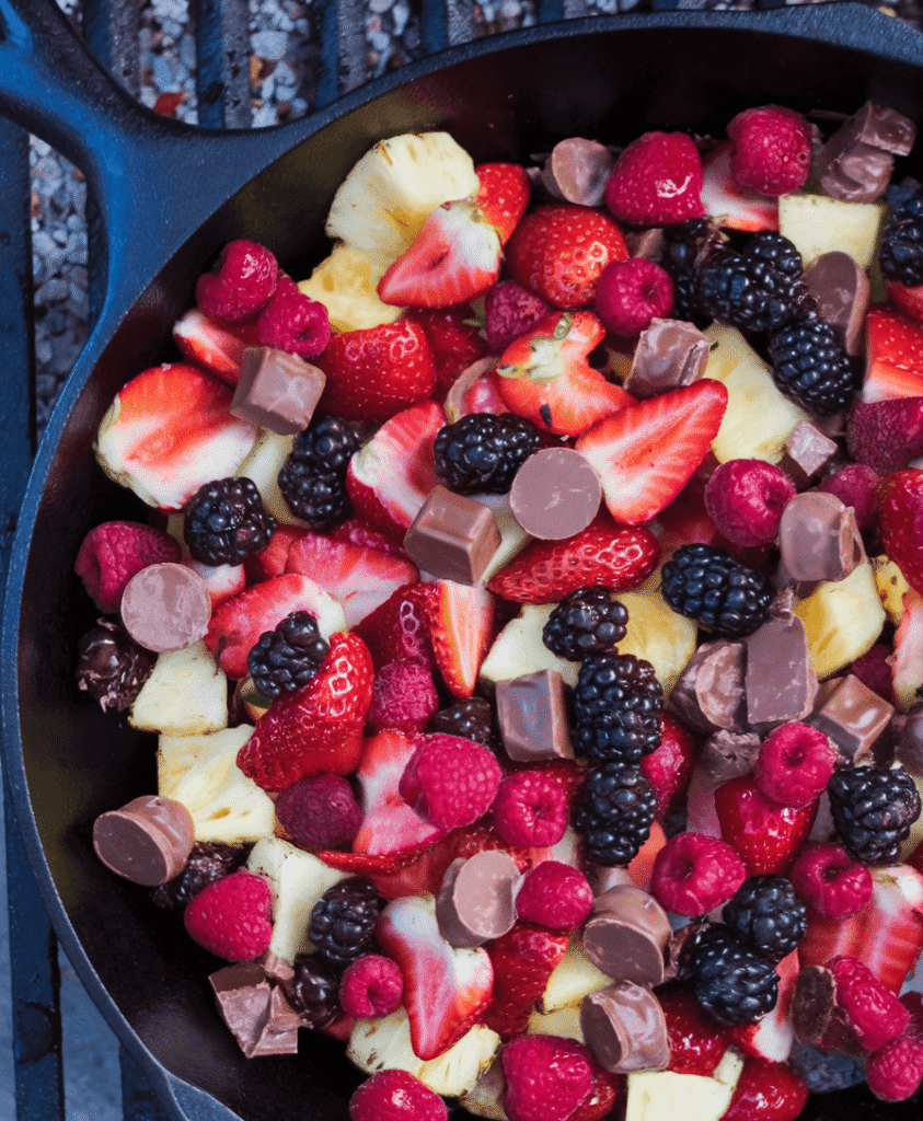 Mix of different foods at the campsite