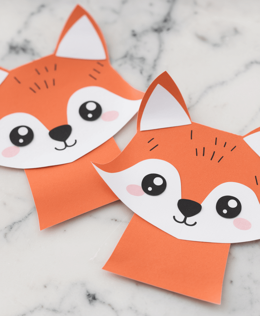Foxes made by kids doing crafting on a camping trip
