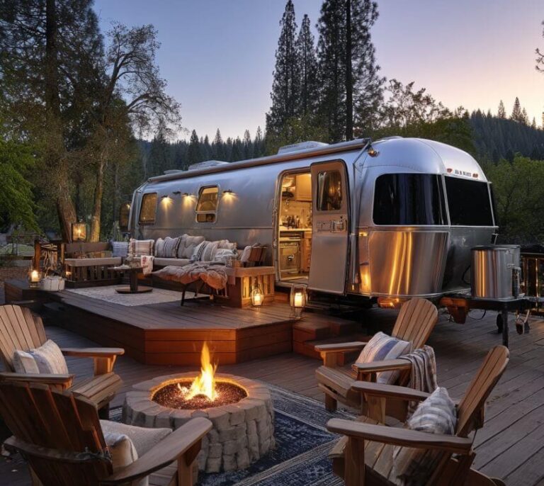An RV campsite decorating idea