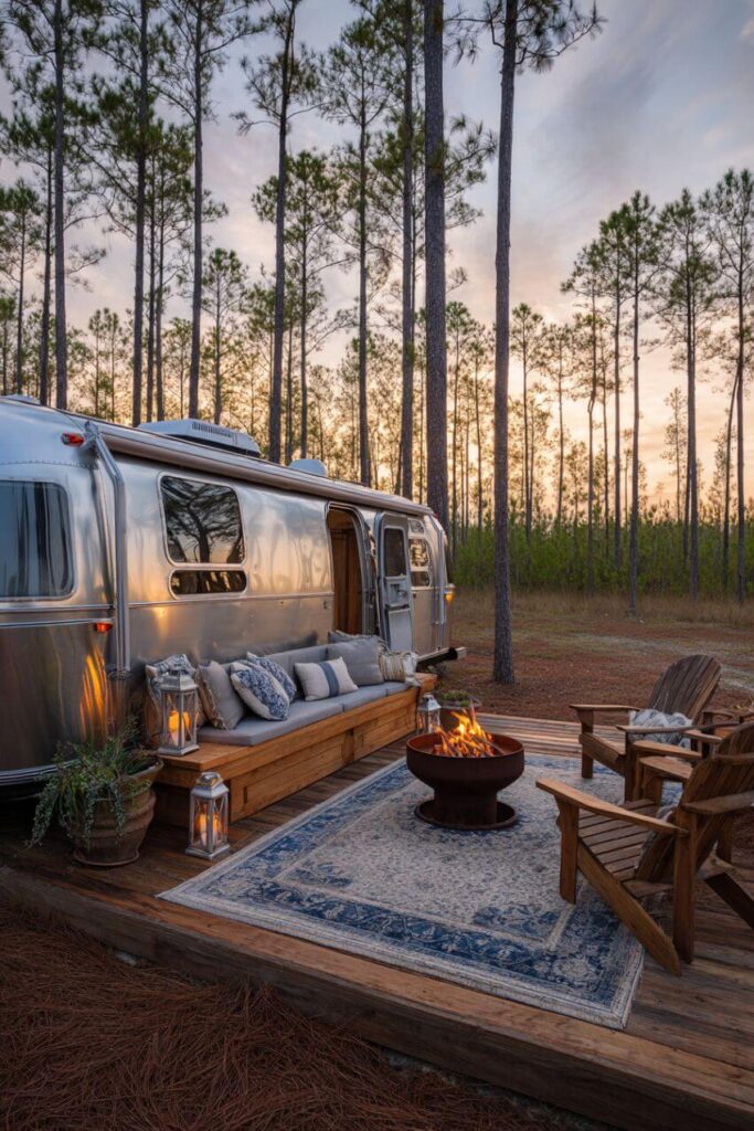 Fire pit at an RV campsite
