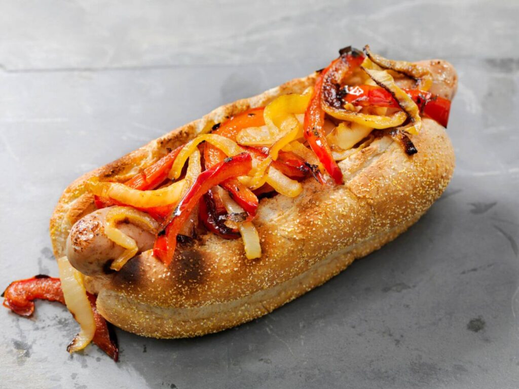 Bratwurst with Peppers and Onions