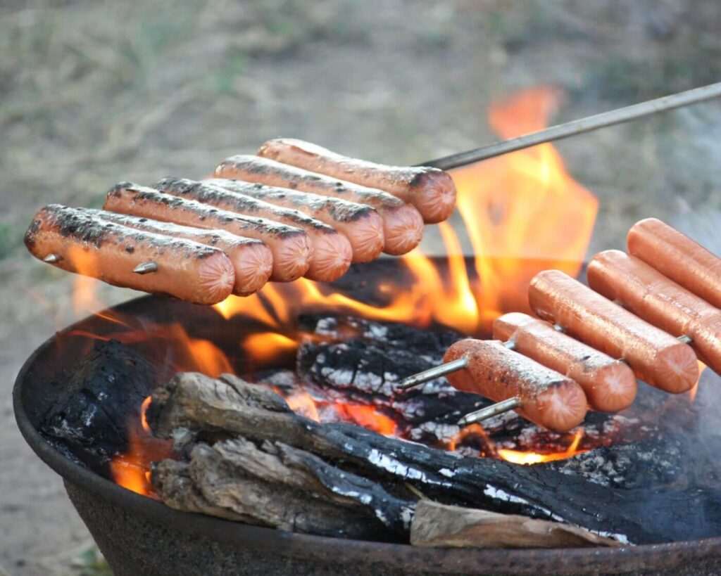 Campfire Hot Dogs with Grilled Vegetables