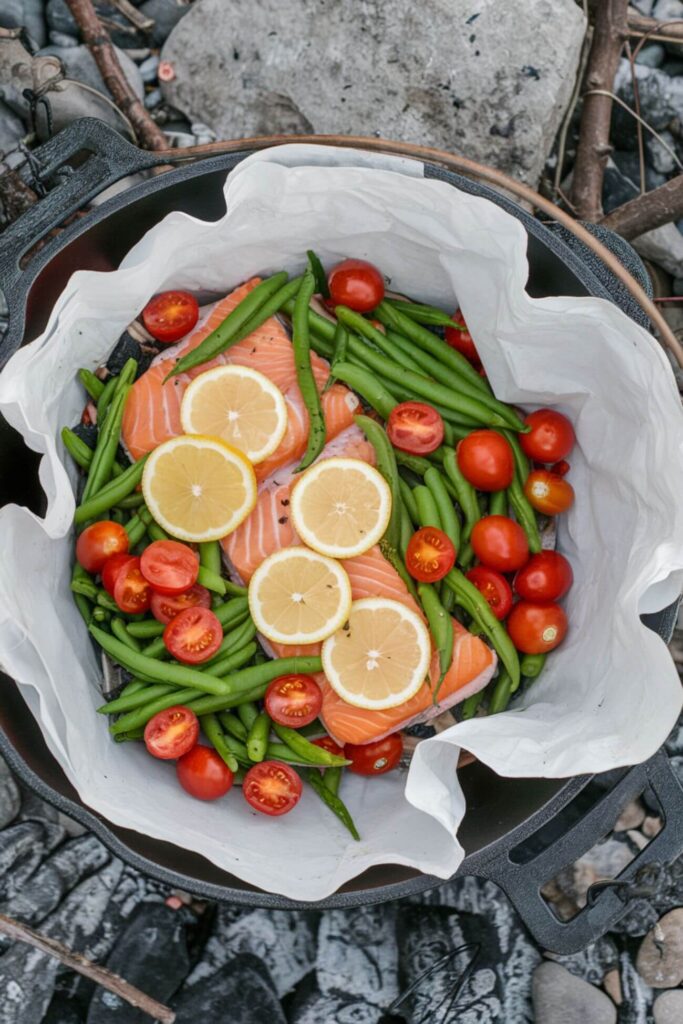 Campfire Salmon Couscous Bake