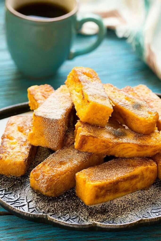Tasty french toast sticks that can be eaten on a camping trip