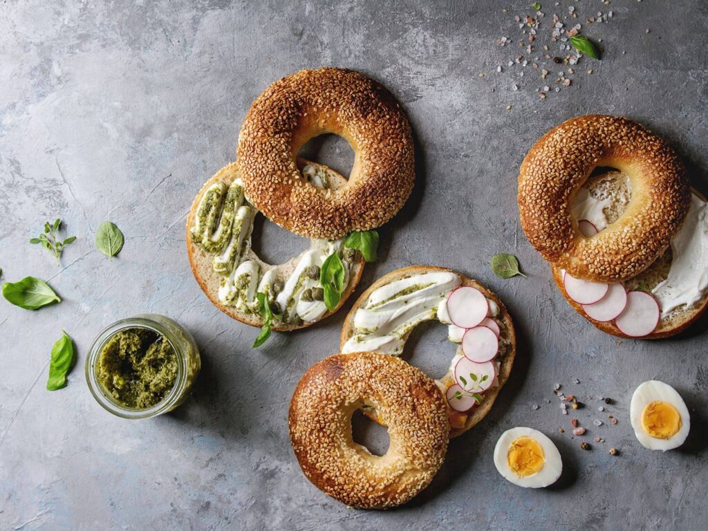 Bagels for a car camping meal