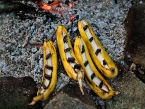 Campfire banana boat dessert